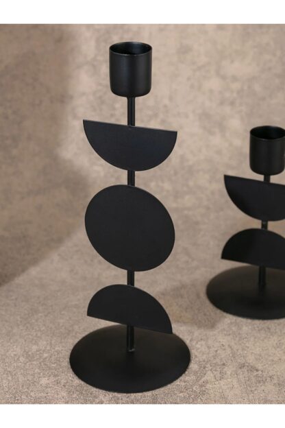 Dekoratif Modern Şamdan 8x8x22 Cm Metal Siyah - Görsel 3
