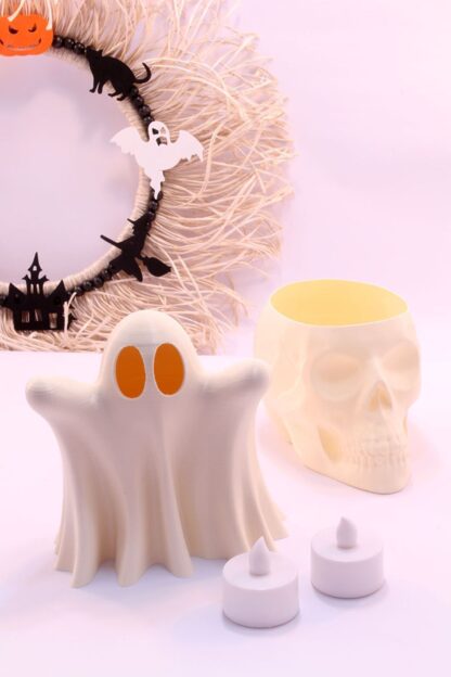 Halloween Cadılar Bayramı Dekoru Süsü Kuru Kafa Skull Hayalet Mumluk Tealight