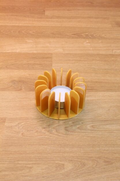 Modern Perdeli Tealight Tutucu Mumluk Altın Rengi