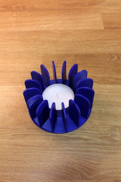 Modern Perdeli Tealight Tutucu Mumluk Safir Mavi