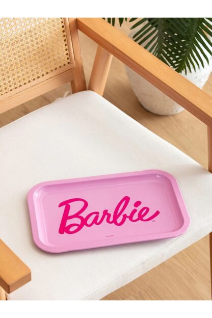 Barbie Baskılı Metal Tepsi 25x35 Cm Pembe