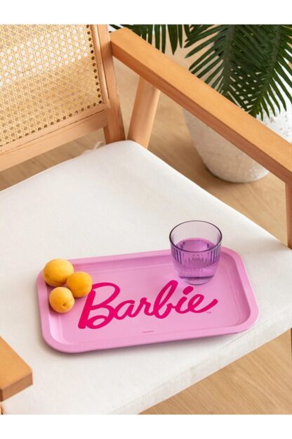 Barbie Baskılı Metal Tepsi 25x35 Cm Pembe - Görsel 2