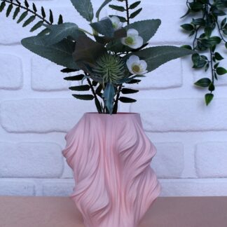 Dalgalı Dekoratif Vazo Toz Pembe