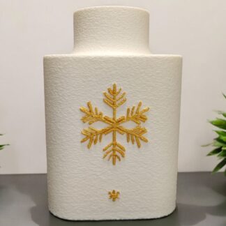 Kar Tanesi Özel Tasarım Dekoratif Vazo Beyaz 17 cm