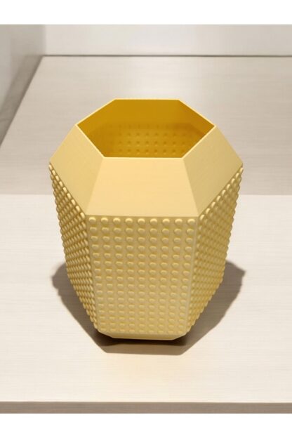 Lego Çiçek Uyumlu Özel Tasarım Büyük Dekoratif Vazo Pastel Sarı - Görsel 3