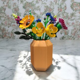 Lego Çiçek Uyumlu Özel Tasarım Büyük Dekoratif Vazo Pastel Turuncu