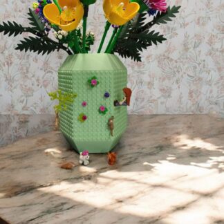 Lego Çiçek Uyumlu Özel Tasarım Büyük Dekoratif Vazo Pastel Yeşil