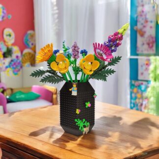 Lego Çiçek Uyumlu Özel Tasarım Büyük Dekoratif Vazo Siyah