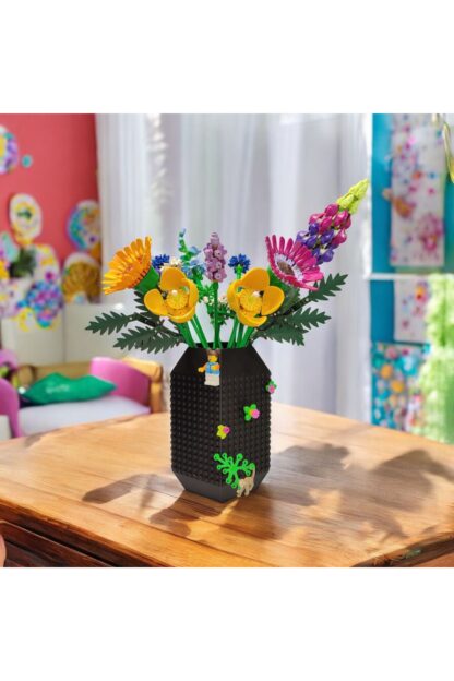 Lego Çiçek Uyumlu Özel Tasarım Büyük Dekoratif Vazo Siyah