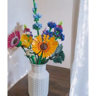 Lego Çiçek Uyumlu Özel Tasarım Dekoratif Vazo Beyaz