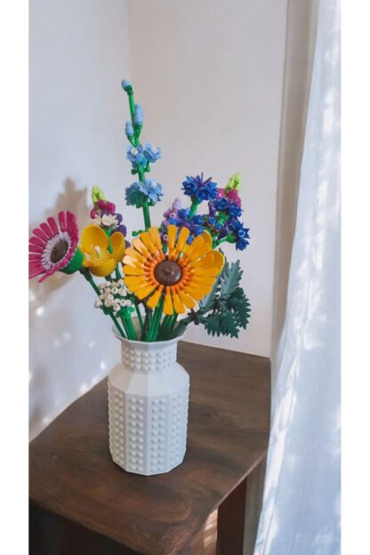 Lego Çiçek Uyumlu Özel Tasarım Dekoratif Vazo Beyaz