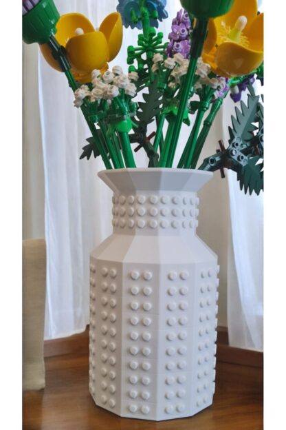 Lego Çiçek Uyumlu Özel Tasarım Dekoratif Vazo Beyaz - Görsel 2