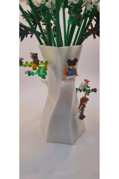 Lego Çiçek Uyumlu Özel Tasarım Dekoratif Vazo Beyaz - Görsel 2