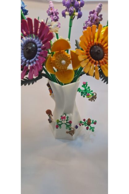 Lego Çiçek Uyumlu Özel Tasarım Dekoratif Vazo Beyaz - Görsel 3