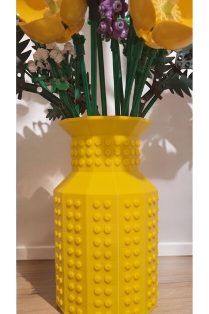 Lego Çiçek Uyumlu Özel Tasarım Dekoratif Vazo Sarı