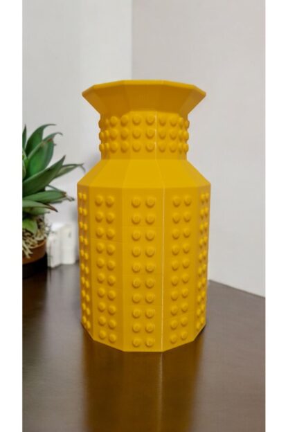 Lego Çiçek Uyumlu Özel Tasarım Dekoratif Vazo Sarı - Görsel 3