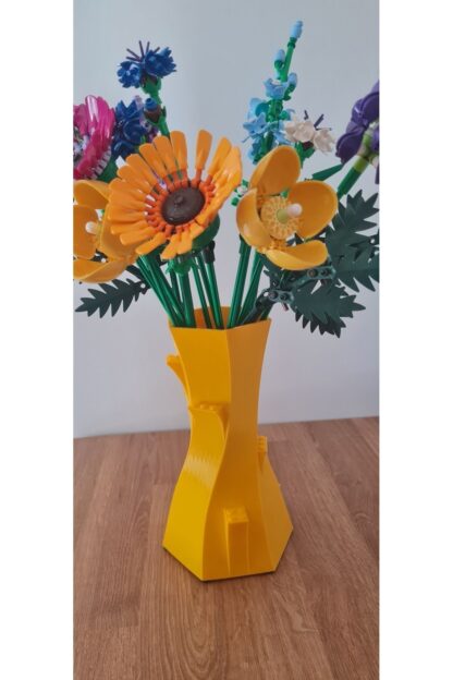 Lego Çiçek Uyumlu Özel Tasarım Dekoratif Vazo Sarı - Görsel 2