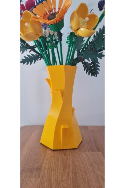 Lego Çiçek Uyumlu Özel Tasarım Dekoratif Vazo Sarı - Görsel 3