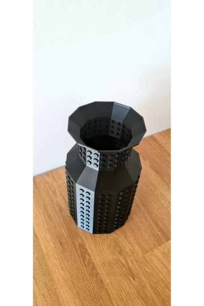 Lego Çiçek Uyumlu Özel Tasarım Dekoratif Vazo Siyah - Görsel 3