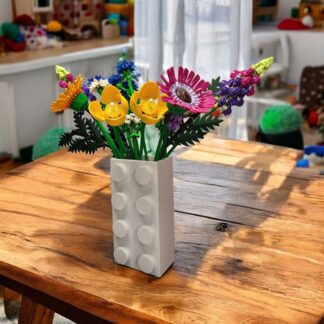 Renkli Blok Brick Özel Tasarım Modern Dekoratif Vazo Granit Beyaz