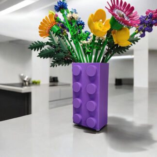 Renkli Blok Brick Özel Tasarım Modern Dekoratif Vazo Mor