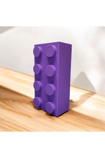Renkli Blok Brick Özel Tasarım Modern Dekoratif Vazo Mor - Görsel 4