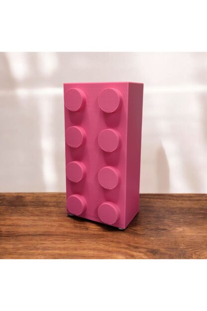 Renkli Blok Brick Özel Tasarım Modern Dekoratif Vazo Pembe - Görsel 2