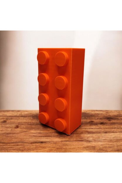 Renkli Blok Brick Özel Tasarım Modern Dekoratif Vazo Turuncu - Görsel 2