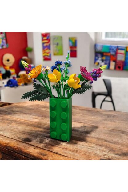 Renkli Blok Brick Özel Tasarım Modern Dekoratif Vazo Yeşil