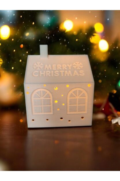 Yılbaşı Dekoru Alev Efektli Led Mum ile Merry Christmas Süslü Ev