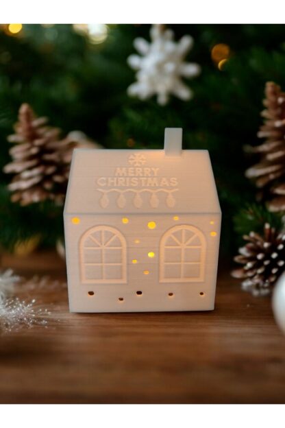 Yılbaşı Dekoru Alev Efektli Led Mum ile Merry Christmas Süslü Ev - Görsel 2