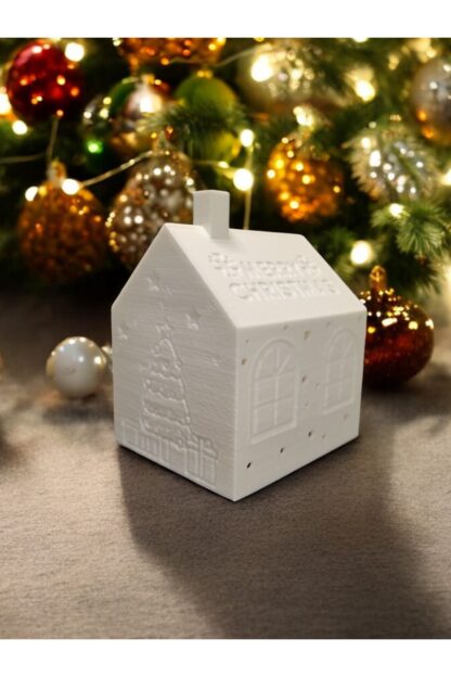 Yılbaşı Dekoru Alev Efektli Led Mum ile Merry Christmas Süslü Ev - Görsel 4