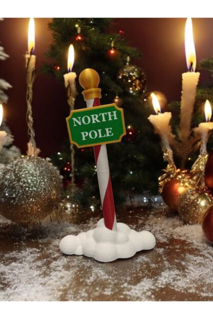 Yılbaşı Dekoru Kuzey Kutup Noktası North Pole Tabelası Dekoratif Obje - Görsel 2