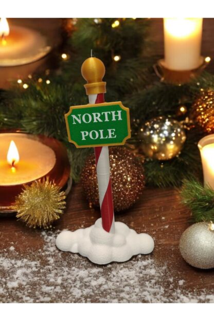 Yılbaşı Dekoru Kuzey Kutup Noktası North Pole Tabelası Dekoratif Obje - Görsel 3