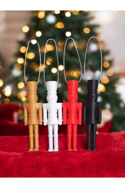 Yılbaşı Temalı Fındıkkıran Nutcracker Kurşun Asker 4'lü Set Ağaç Süsü - Görsel 3