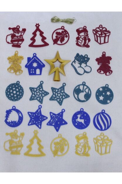Yılbaşı Yeni Yıl Noel Çam Ağacı Süsü Ve Tepe Süsü Yıldız 25'li Set Renkli - Görsel 3