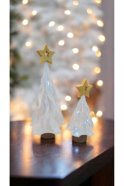Alev Efektli Titreyen Led Mum Işıklı Yılbaşı Noel Çam Ağacı 2li Set - Görsel 2