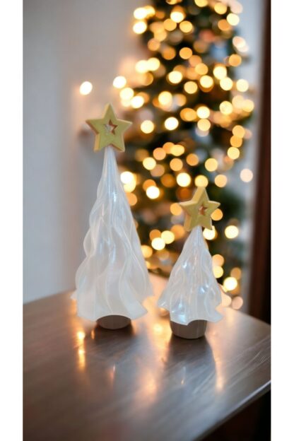 Alev Efektli Titreyen Led Mum Işıklı Yılbaşı Noel Çam Ağacı 2li Set - Görsel 3