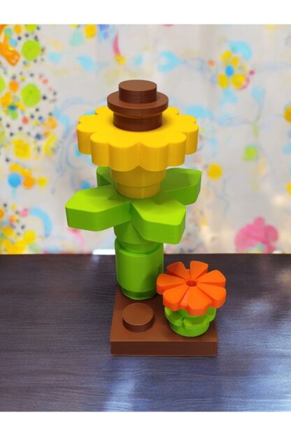 Büyük Boy Lego Çiçek Modeli Görünümlü Dekoratif Obje Biblo