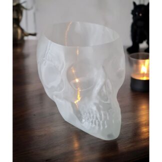 Halloween Cadılar Bayramı Süsü Led Mumlu Kuru Kafa Skull Kase Obje Yarı Saydam