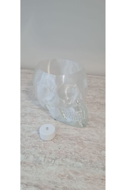 Halloween Cadılar Bayramı Süsü Led Mumlu Kuru Kafa Skull Kase Obje Yarı Saydam - Görsel 5