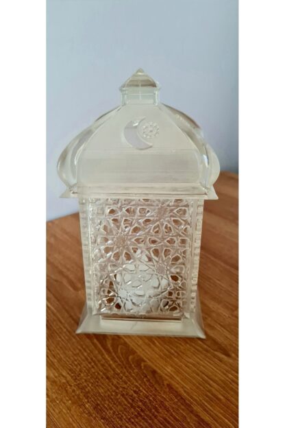 Alev Efektli Led Mum Işıklı Ramazan Feneri Ramadan Lantern Yarı Saydam - Görsel 3