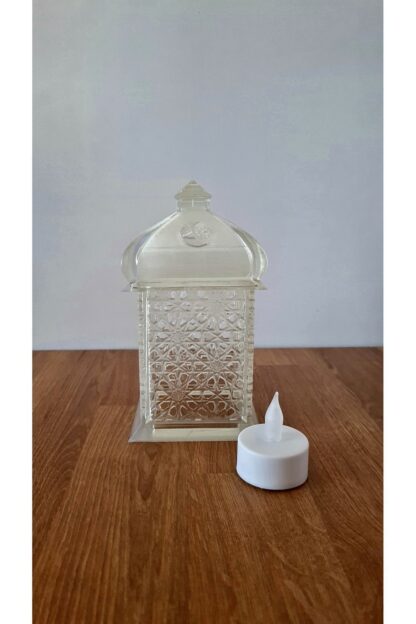 Alev Efektli Led Mum Işıklı Ramazan Feneri Ramadan Lantern Yarı Saydam - Görsel 7