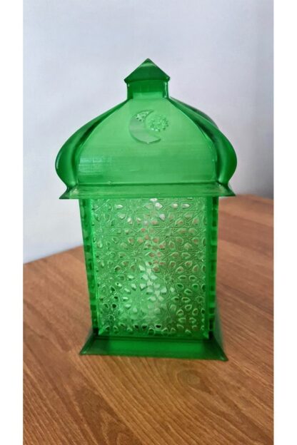 Alev Efektli Led Mum Işıklı Ramazan Feneri Ramadan Lantern Yeşil - Görsel 3