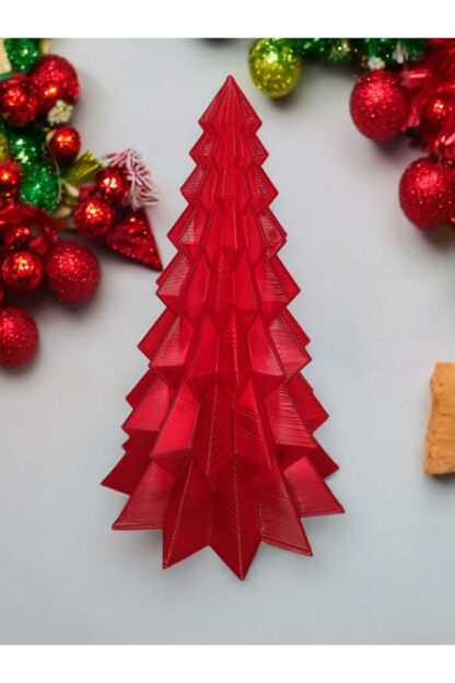 Yılbaşı Süsü Noel Çam Ağacı Dekoratif Obje Transparan Kırmızı