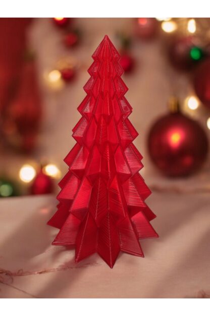Yılbaşı Süsü Noel Çam Ağacı Dekoratif Obje Transparan Kırmızı - Görsel 2