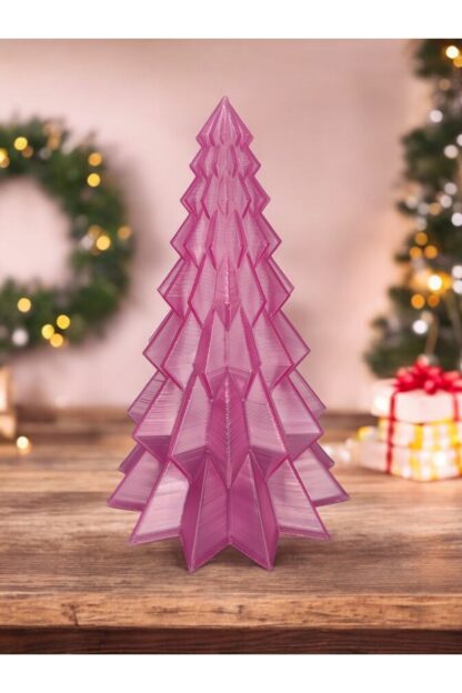 Yılbaşı Süsü Noel Çam Ağacı Dekoratif Obje Transparan Pembe