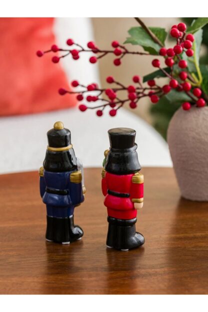 Yılbaşı Temalı Fındıkkıran Kurşun Asker Nutcracker Heykelcik Dekoratif Biblo 2'li Set - Görsel 2