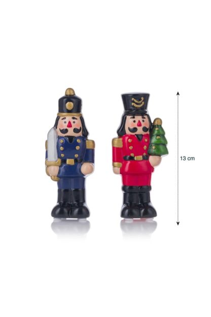 Yılbaşı Temalı Fındıkkıran Kurşun Asker Nutcracker Heykelcik Dekoratif Biblo 2'li Set - Görsel 4