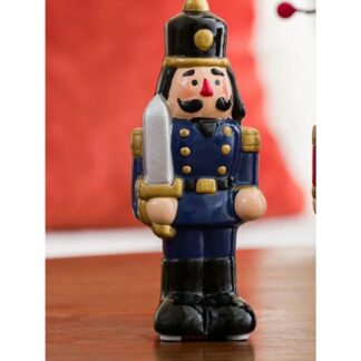 Yılbaşı Temalı Fındıkkıran Kurşun Asker Nutcracker Heykelcik Dekoratif Biblo Mavi
